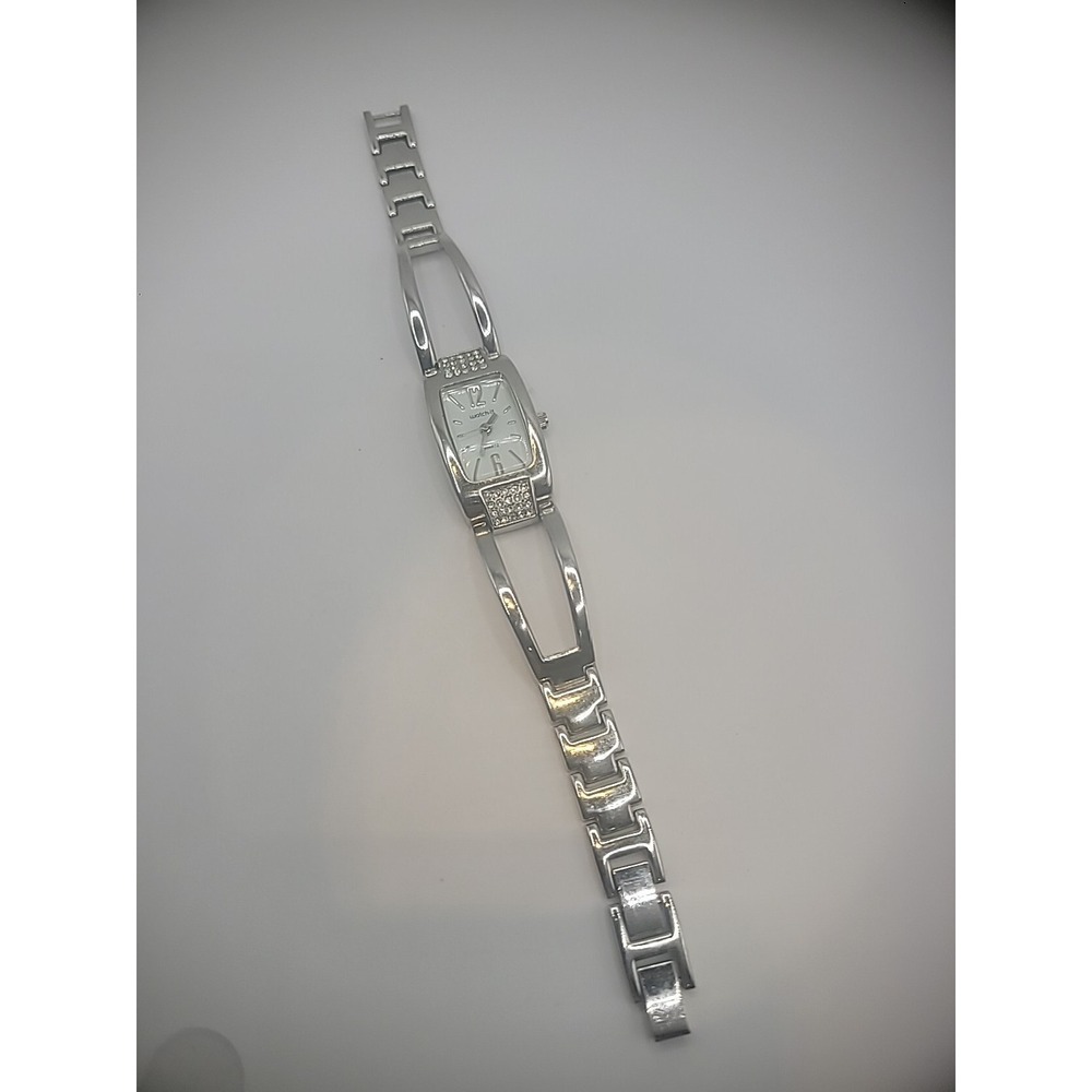 Vintage Watch-it Wristwatch Silver Tone Crystals Metal Band Bracelet Jewelry